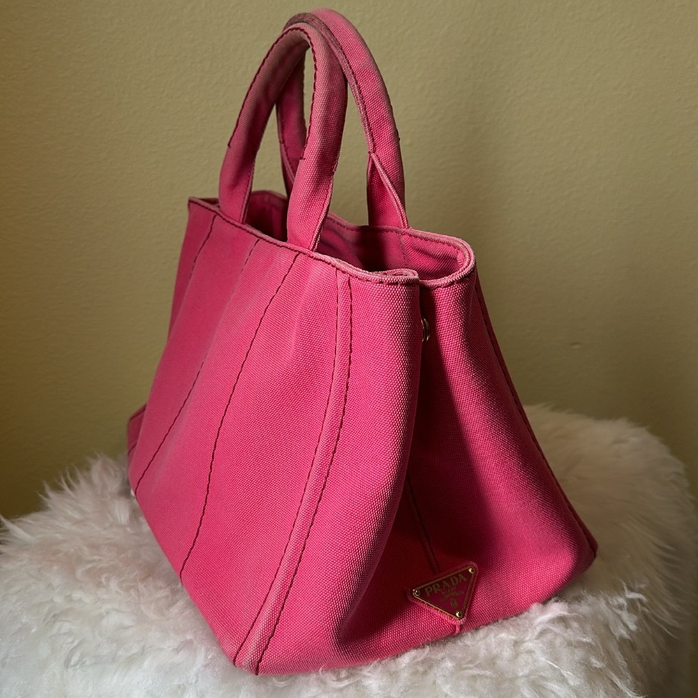 💯Authentic Prada Canapa Tote Pink  Bag🍀 - Picture 6 of 17